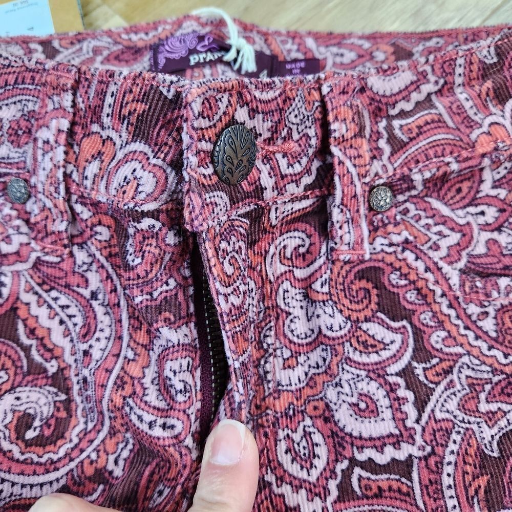 ☔️🔸️NWT Prana Rhubarb Paisley Trinity Corduroy Jeans Size 4 - Picture 9 of 15